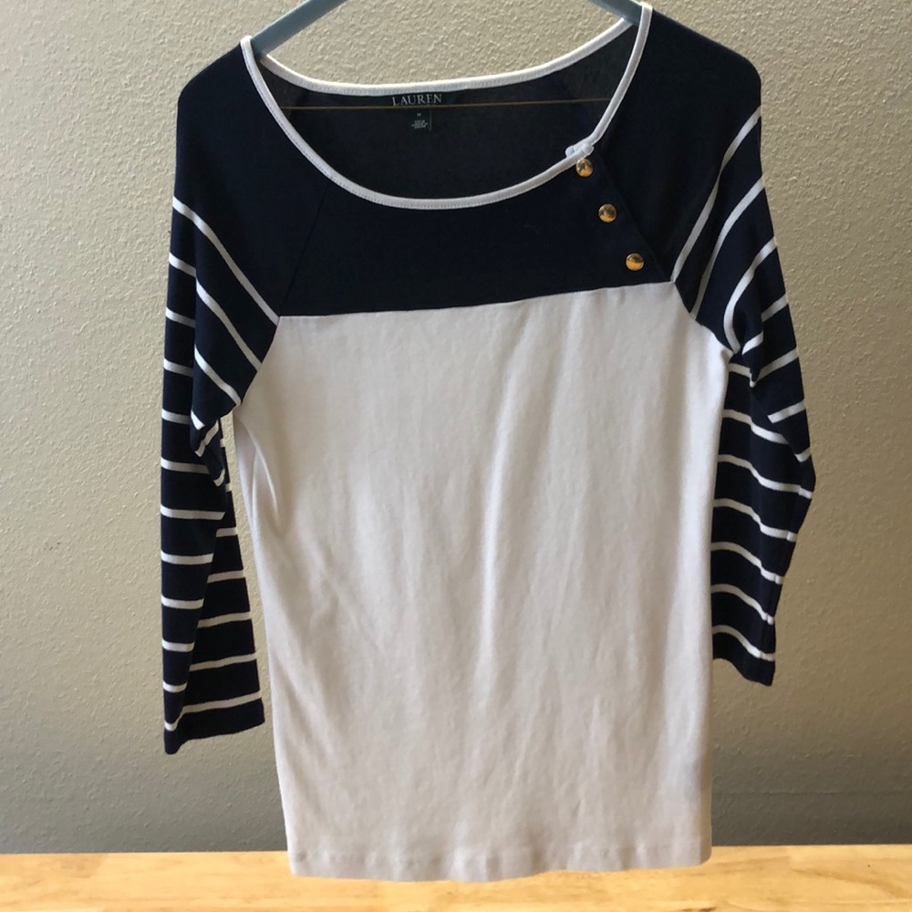 Blue and white blouse